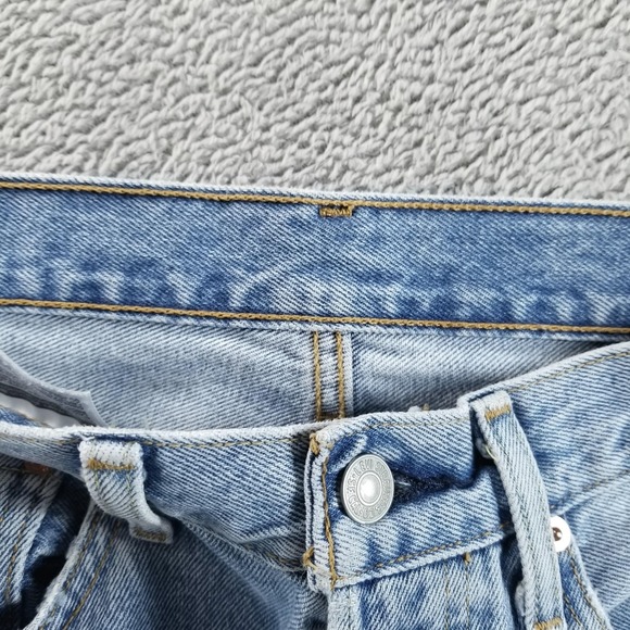 Levis 501 Jeans Womens 31 Blue Skinny Button Fly Light Wash Faded Raw Hem Boho - Picture 10 of 11